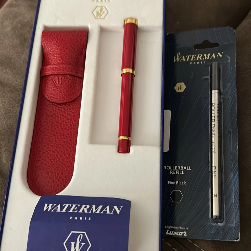 NWOT  Vintage-Waterman Red Ball Point Pen with Case